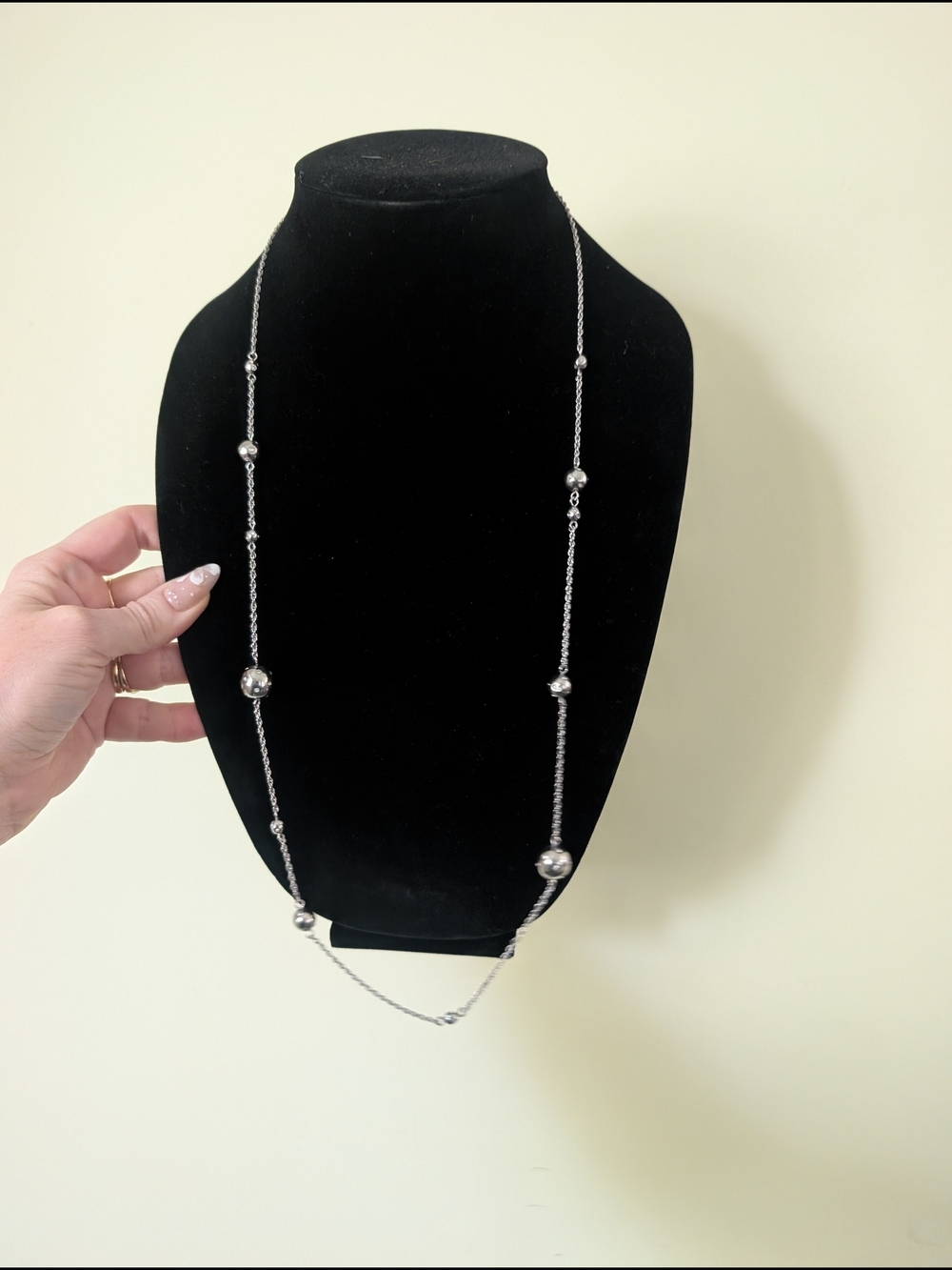Banana Republic Silver-Tone Bead Long Necklace
